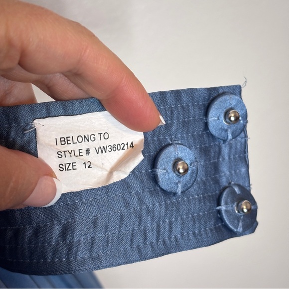 White Vera Wang V Neck Halter Gown Blue Size 12 - Picture 8 of 15